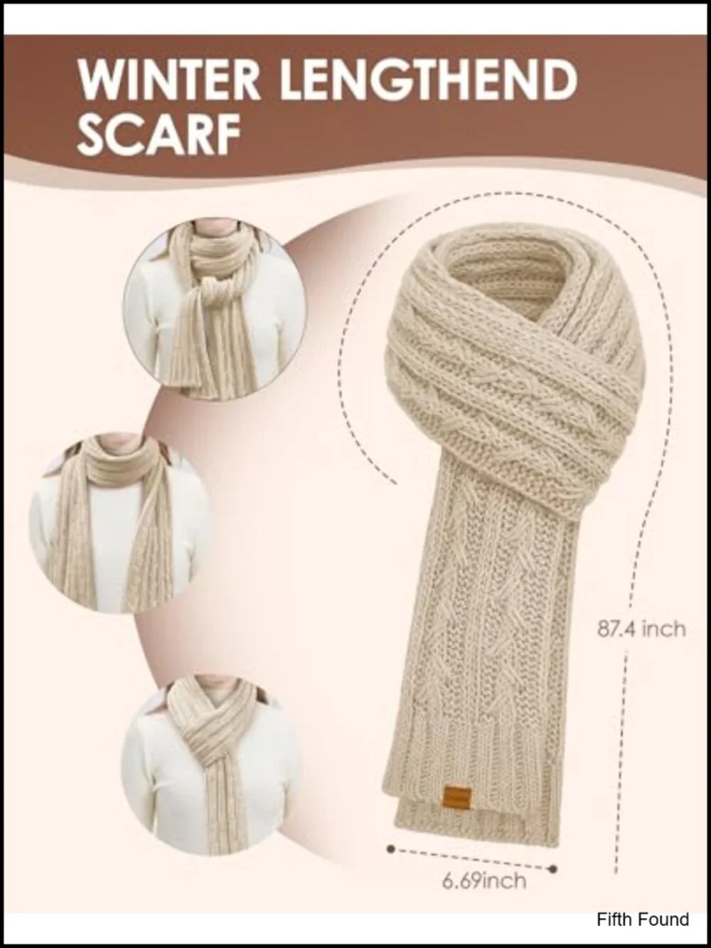Fleece Lined Knitted Beanie Hat Long Scarf Touchscreen Gloves 3 Piece Winter Set